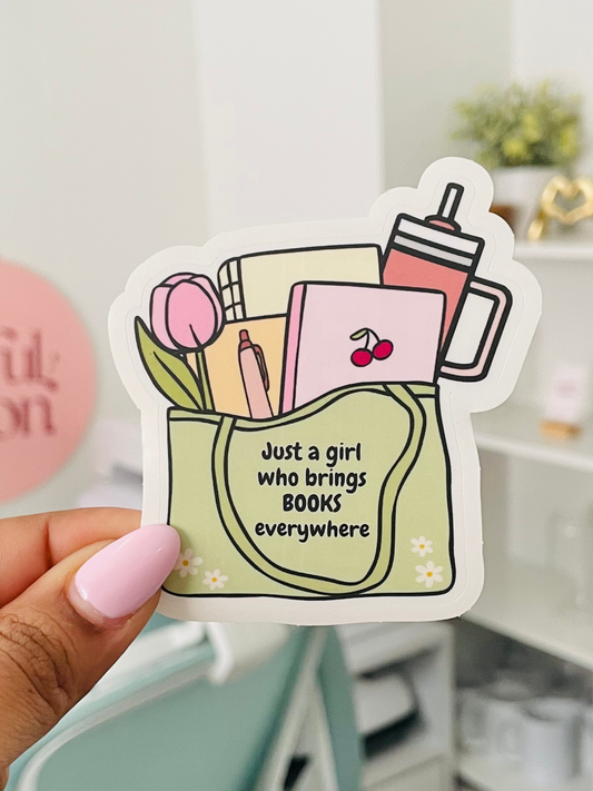 Bookish girly clear sticker