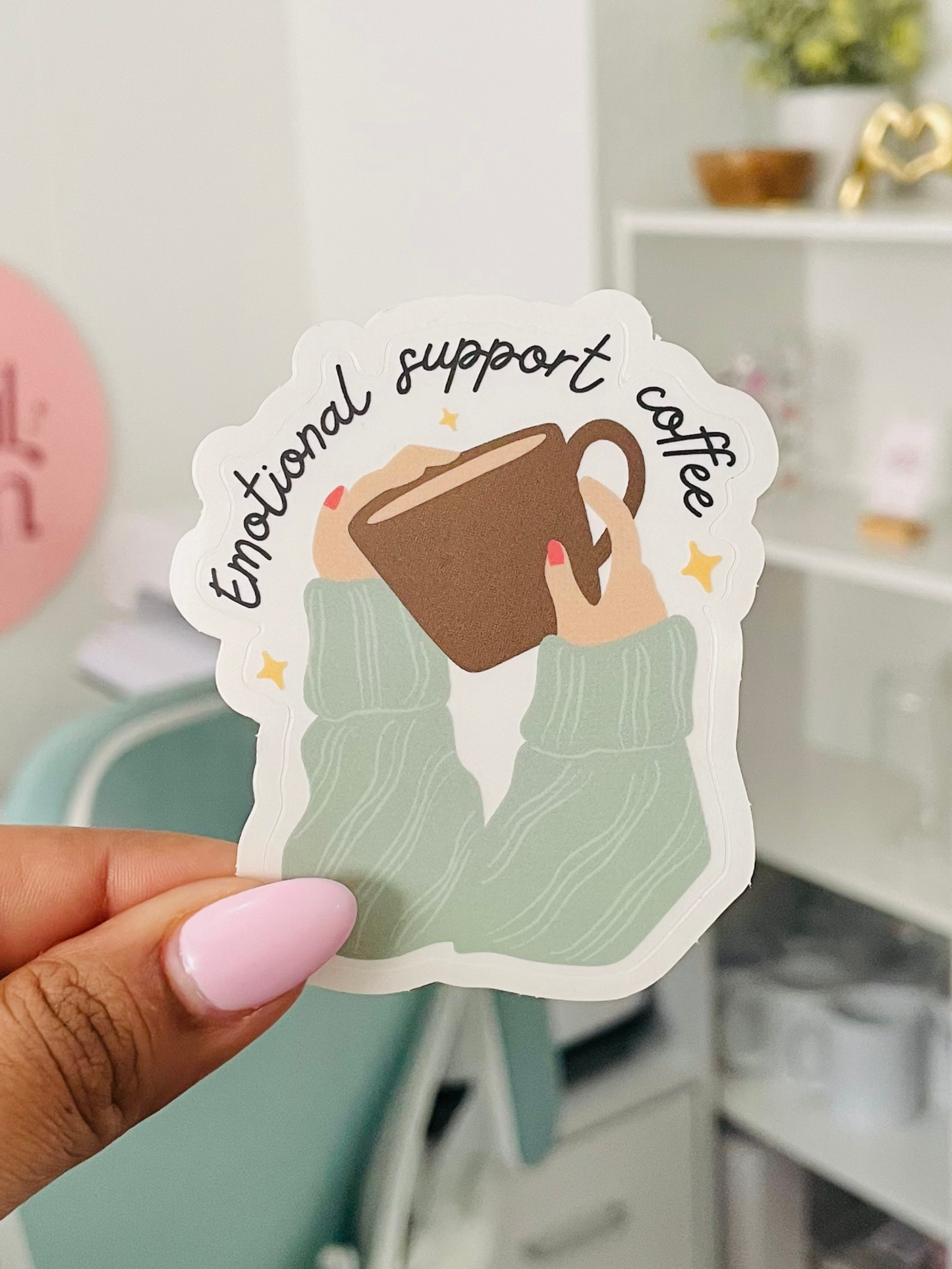 Emotional support coffee clear sticker