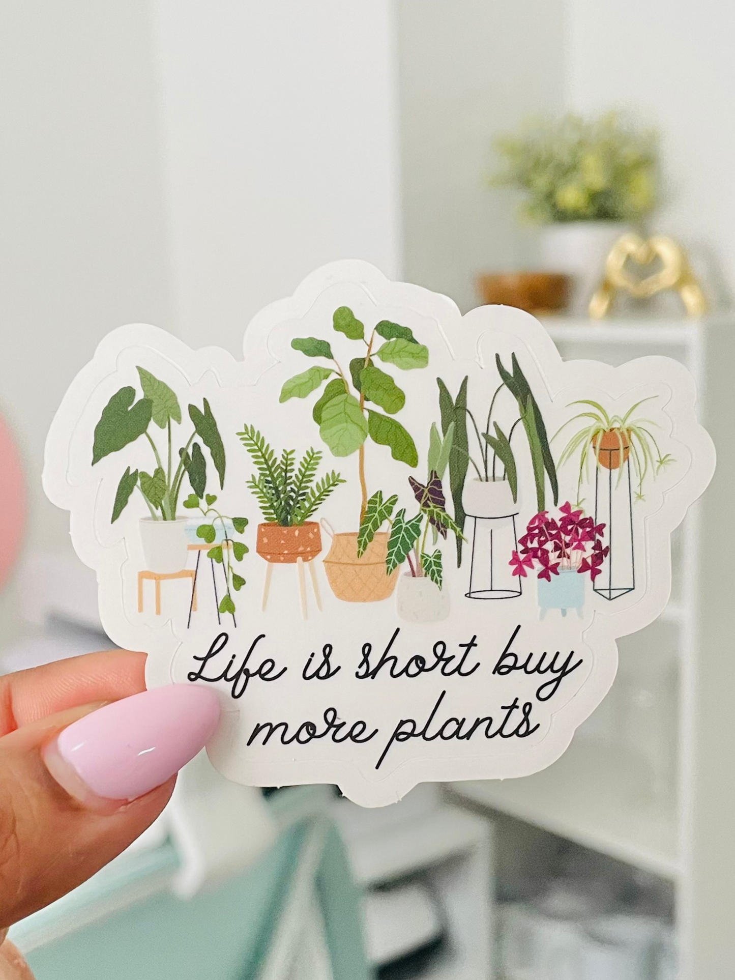 Buy more plants clear sticker