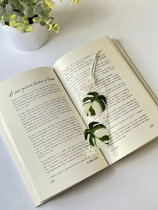 Tricolor monstera acrylic bookmark